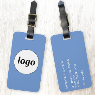 Etiqueta De Bagagem Logotipo Minimalista Promocional Azul Marcação Com