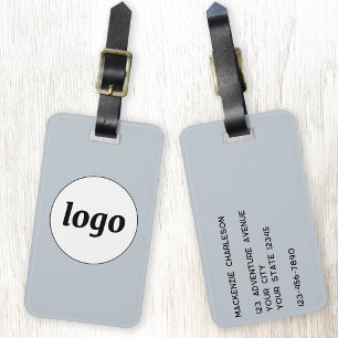 Etiqueta De Bagagem Logotipo Minimalista Promocional Azul Marcação Com