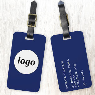 Etiqueta De Bagagem Logotipo Minimalista Promocional Azul Marinho Empr