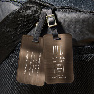 Etiqueta De Bagagem Logotipo personalizado em forma monograma, com met