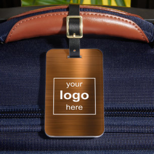 Etiqueta De Bagagem Logotipo personalizado monograma de cobre escovado