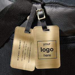 Etiqueta De Bagagem Logotipo Personalizado Monograma Dourado Metal Pol