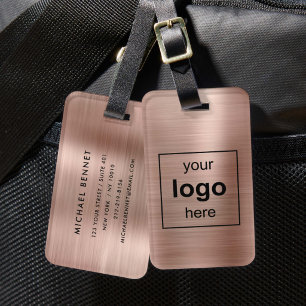 Etiqueta De Bagagem Logotipo Personalizado Monograma em Metal Rosa Bru