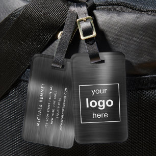 Etiqueta De Bagagem Logotipo Personalizado Monogramado Preto