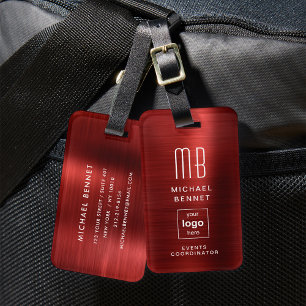 Etiqueta De Bagagem Logotipo Personalizado Vermelho Bruto Monograma