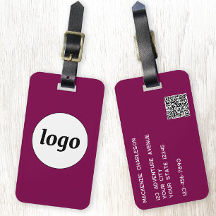 Etiqueta De Bagagem Logotipo QR Business Magenta Rosa