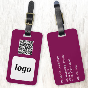 Etiqueta De Bagagem Logotipo QR Código Magenta PInk Promocional para e