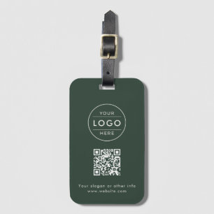 Etiqueta De Bagagem Logotipo QR Creme Floresta Verde Personalizado