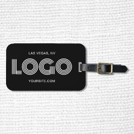 Etiqueta De Bagagem Logotipo retangular branco e preto