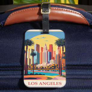 Etiqueta De Bagagem Los Angeles, ilustração de Art Deco,