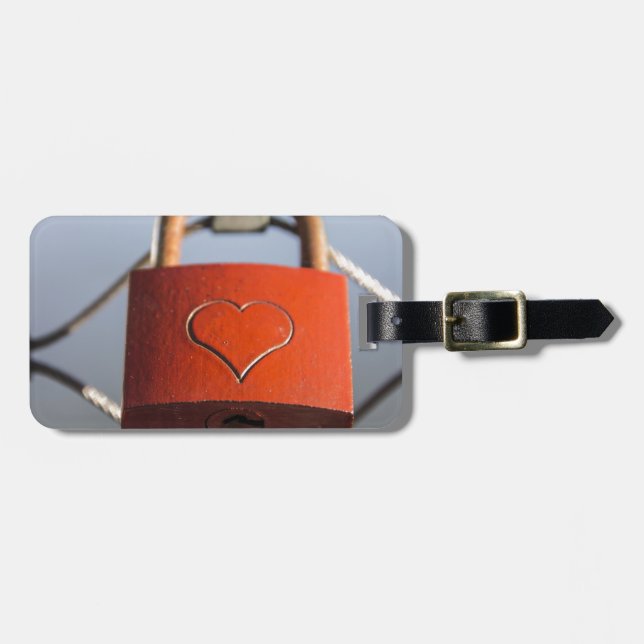 Etiqueta De Bagagem Love Heart Padlock (Frente Horizontal)