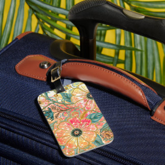 Etiqueta De Bagagem Lovely Blooming Flowers with Colorful Design