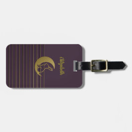 Etiqueta De Bagagem Lua Dourada e Coelho na Etiqueta da Bagagem Púrpur