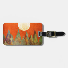 Etiqueta De Bagagem Lua grande da paisagem abstrata, montanhas, céu