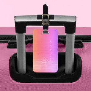 Etiqueta De Bagagem Lúggag moderna, de cor rosa púrpura, elegante