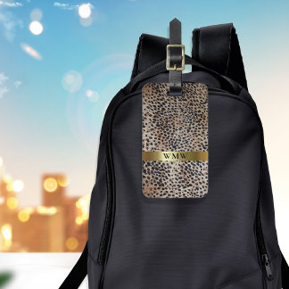 Etiqueta De Bagagem Lúpulo Metálico Dourado de Couro Digital Cheetah L