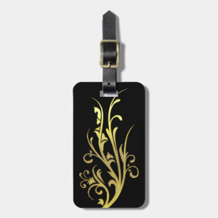 Etiqueta De Bagagem Luxo Abstrato Flor de Ouro Falso