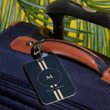 Etiqueta de Bagagem Luxo Dourada Monograma Inicial