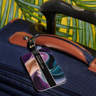 Etiqueta De Bagagem Luxo verde-azulado violeta bege elegante glamoroso