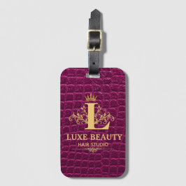 Etiqueta De Bagagem Luxury Crocodile Leather Monogram Gold Initial