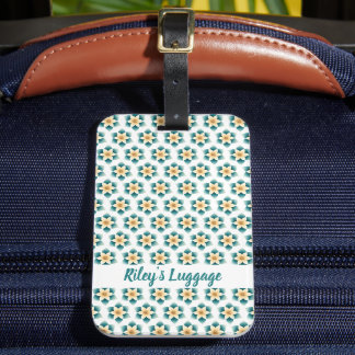 Etiqueta De Bagagem Luxury Turqouise Floral
