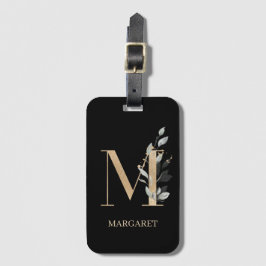 Etiqueta De Bagagem M Monograma Floral Personalizado