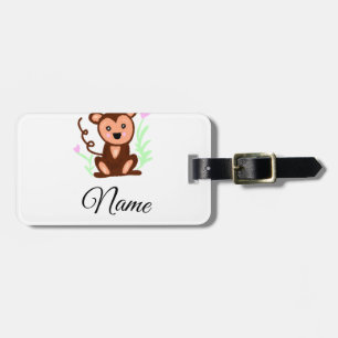 Etiqueta De Bagagem macaco animal aquarela marrom adicionar nome texto