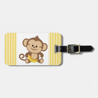 Etiqueta De Bagagem Macaco do menino com banana
