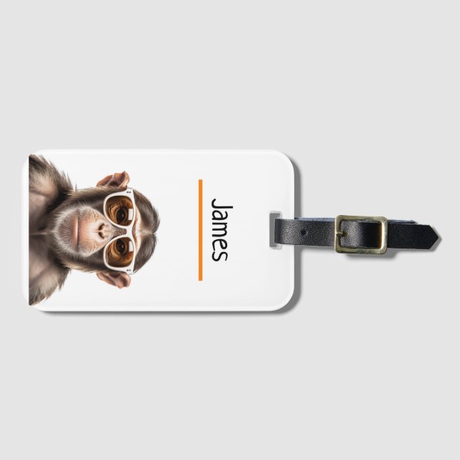 Etiqueta De Bagagem Macaco Personalizado (Frente Horizontal)