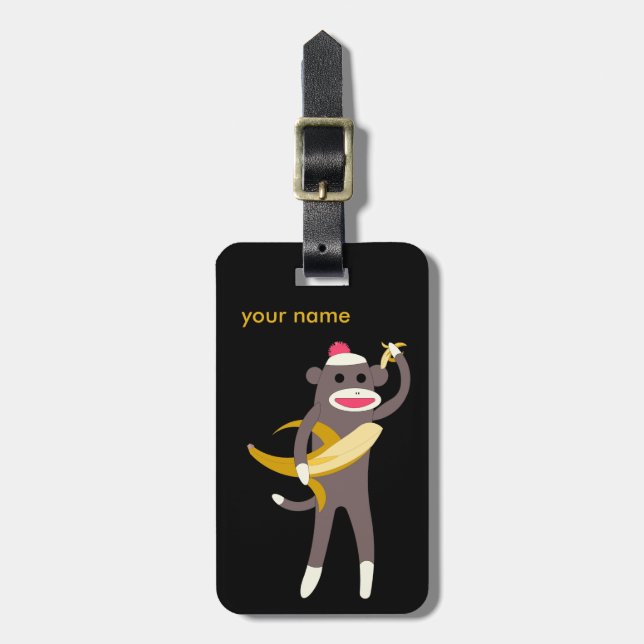 Etiqueta De Bagagem Macaco personalizado da peúga com espadas da (Frente Vertical)