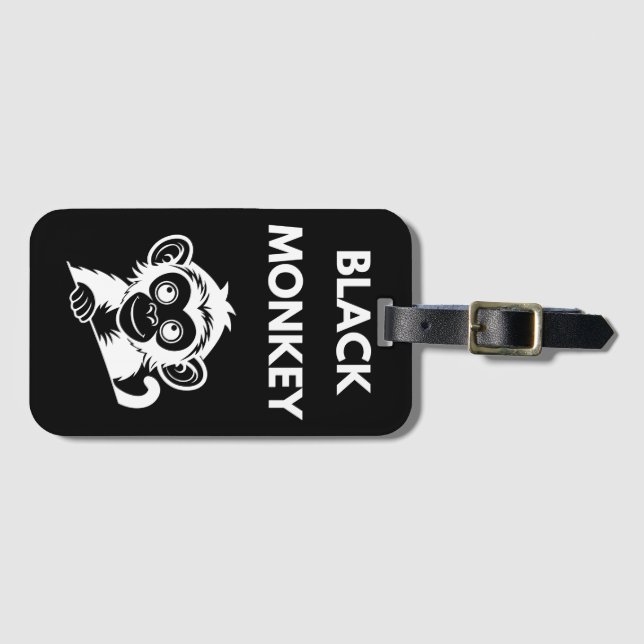 Etiqueta De Bagagem Macaco Preto Fofo (Frente Horizontal)