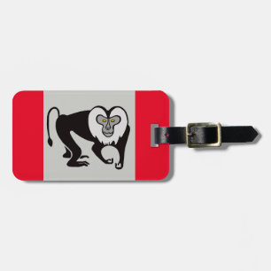 Etiqueta De Bagagem MACAQUE de cauda-leão desenhado à mão - Vermelho s