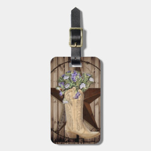 Etiqueta De Bagagem madeira de celeiro rústico flor silvestre caubói c