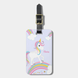 Etiqueta De Bagagem Mágico Rainbow Unicorn Purple Personalizado