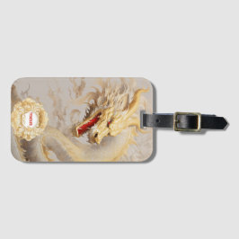 Etiqueta De Bagagem Maiestoso Ouro Dragon e Ivory