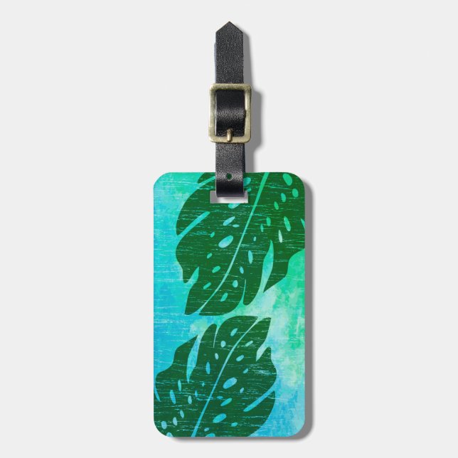 Etiqueta De Bagagem Maikai Havaiana Monstera Leaf Tie-Dye Blend (Frente Vertical)