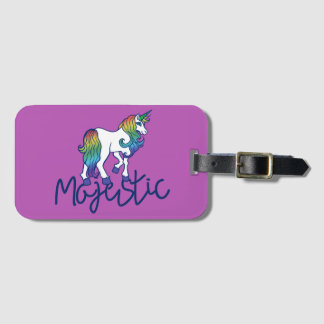 Etiqueta De Bagagem Majestic Retro Rainbow Unicorn