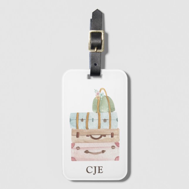 Etiqueta De Bagagem Malas de Alicerce de Aquarela (Frente Vertical)