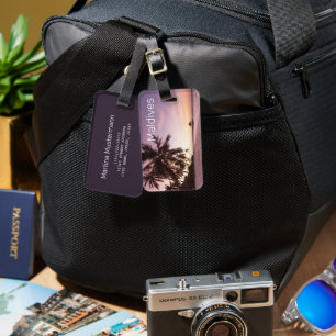 Etiqueta De Bagagem Maldivas Ocean Indian Beach Sunset Island Souvenir