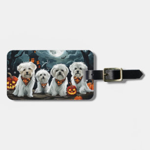 Etiqueta De Bagagem Maltês Halloween Spooky