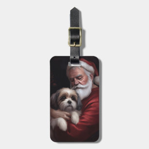 Etiqueta De Bagagem Malti Tzu Com Papai Noel Natal Festivo