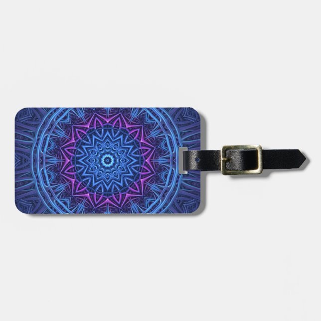 Etiqueta De Bagagem Mandala do fulgor da noite (Frente Horizontal)