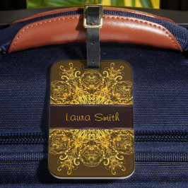 Etiqueta De Bagagem Mandala floral étnica. Coroa Floral