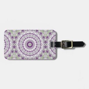 Etiqueta De Bagagem Mandala Medallion in Purple and Green