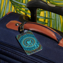 Etiqueta De Bagagem Mandala Turquesa Verde Azul Personalizado
