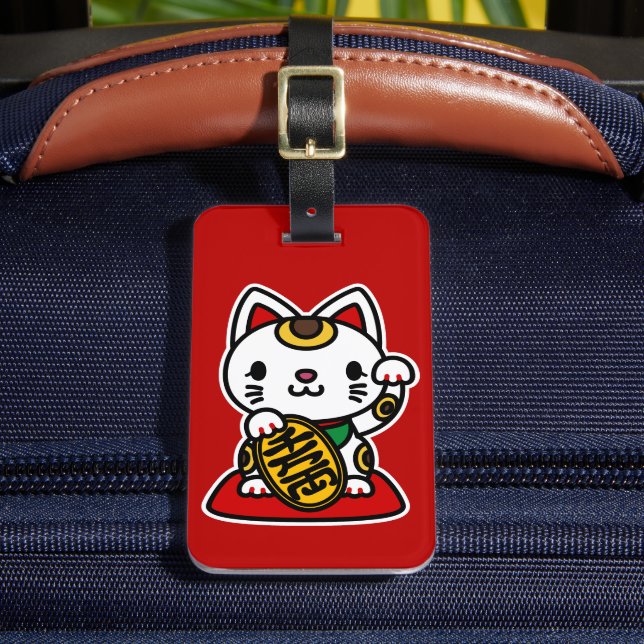 Etiqueta De Bagagem Maneki Neko (Lucky Cat) (Frente Insitu 2)