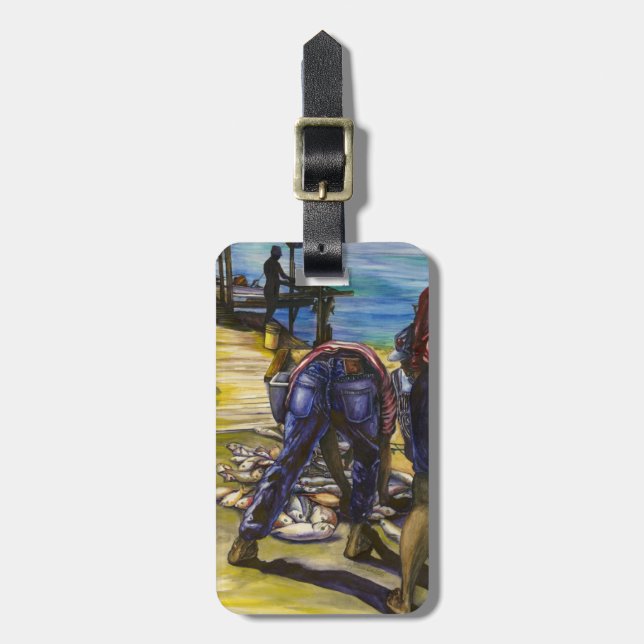 Etiqueta De Bagagem Manhã de Captura, Ilha Harbor, Bahamas (Frente Vertical)