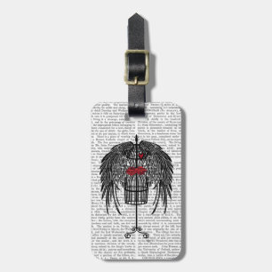 Etiqueta De Bagagem Mannequim Com Asas Pretas