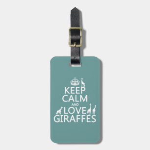 Etiqueta De Bagagem Mantenha a calma e ame girafas (alguma cor)