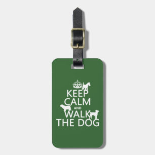Etiqueta De Bagagem Mantenha a calma e ande o cão - todas as cores